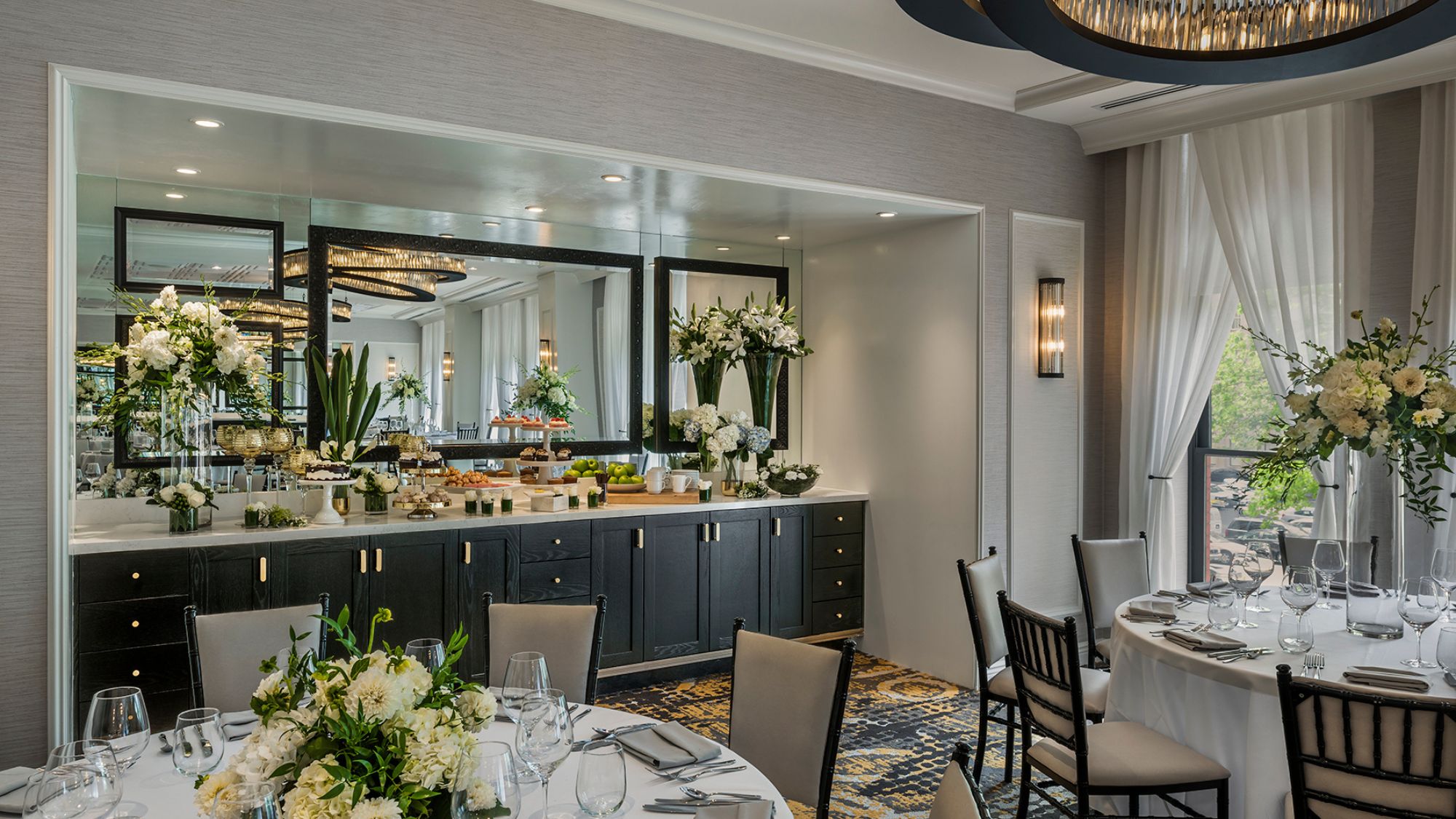 Social events venue with tables and chairs